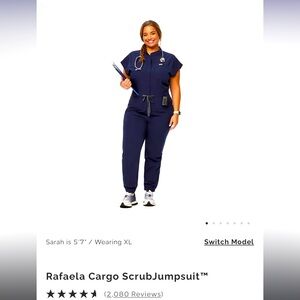 Rafaela Cargo ScrubJumpsuit size Large Navy